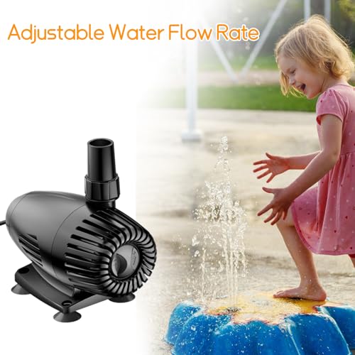 40W 660GPH Floating Pond Fountain with LED Lights and 3 Modes Spray H1601
