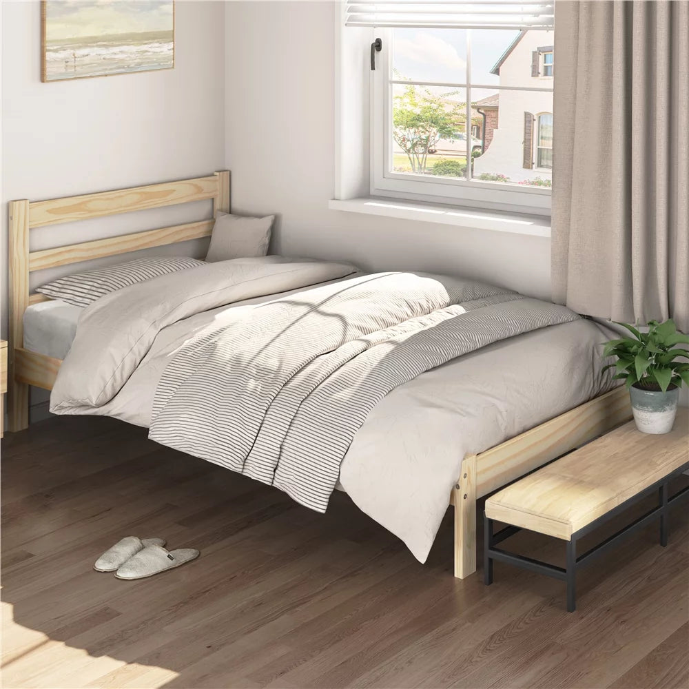 Queen Wooden Platform Bed Frame with Headboard P722