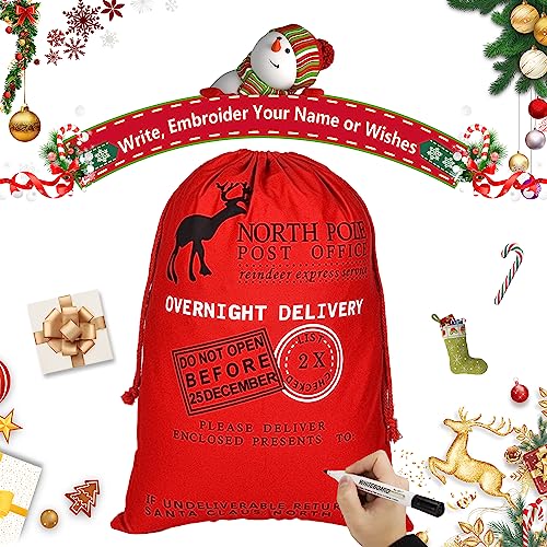 6 Packs Large Cotton Canvas Christmas Bag With Drawstrings C4132