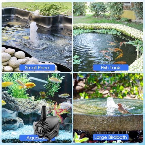 40W 660GPH Floating Pond Fountain with LED Lights and 3 Modes Spray H1601
