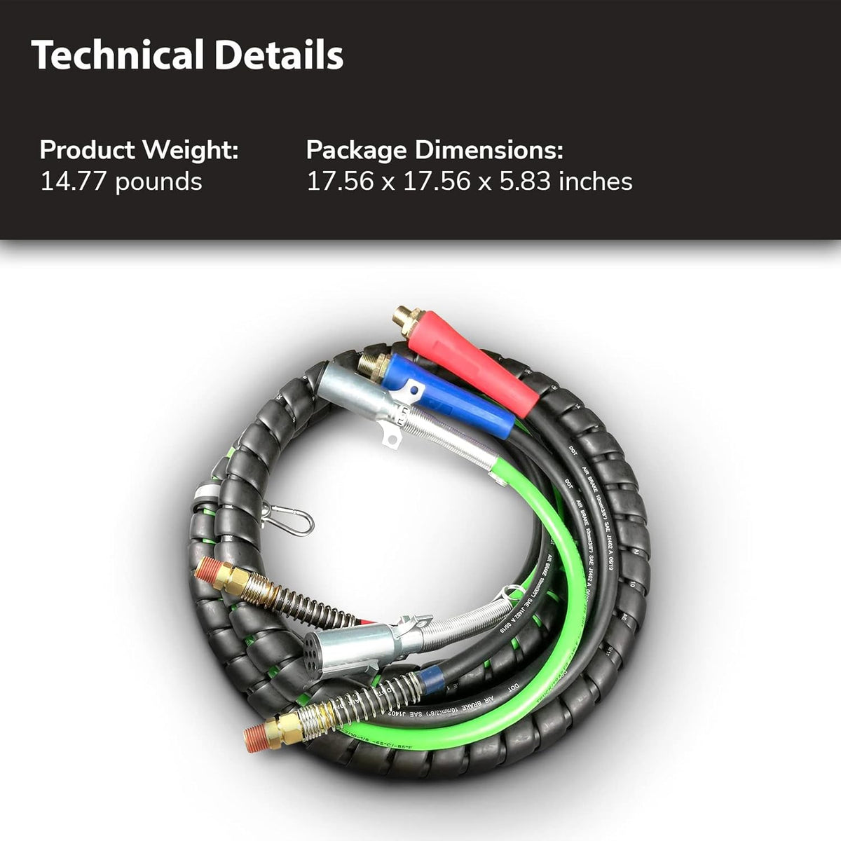 3 in 1 ABS Electrical Cord Air Line Kit 12ft F860