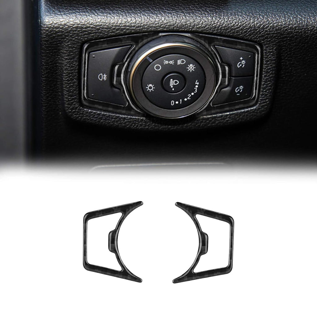 Carbon Fiber Headlight Switch Frame Trim Cover 2PCS N15252