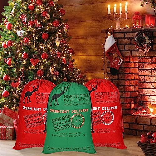 6 Packs Large Cotton Canvas Christmas Bag With Drawstrings C4132