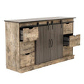 Six Drawer Storage Cabinet with Two Sliding Doors H342