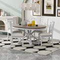 5-Piece Extendable Round Dining Table Set with 4 Upholstered Chairs D30789