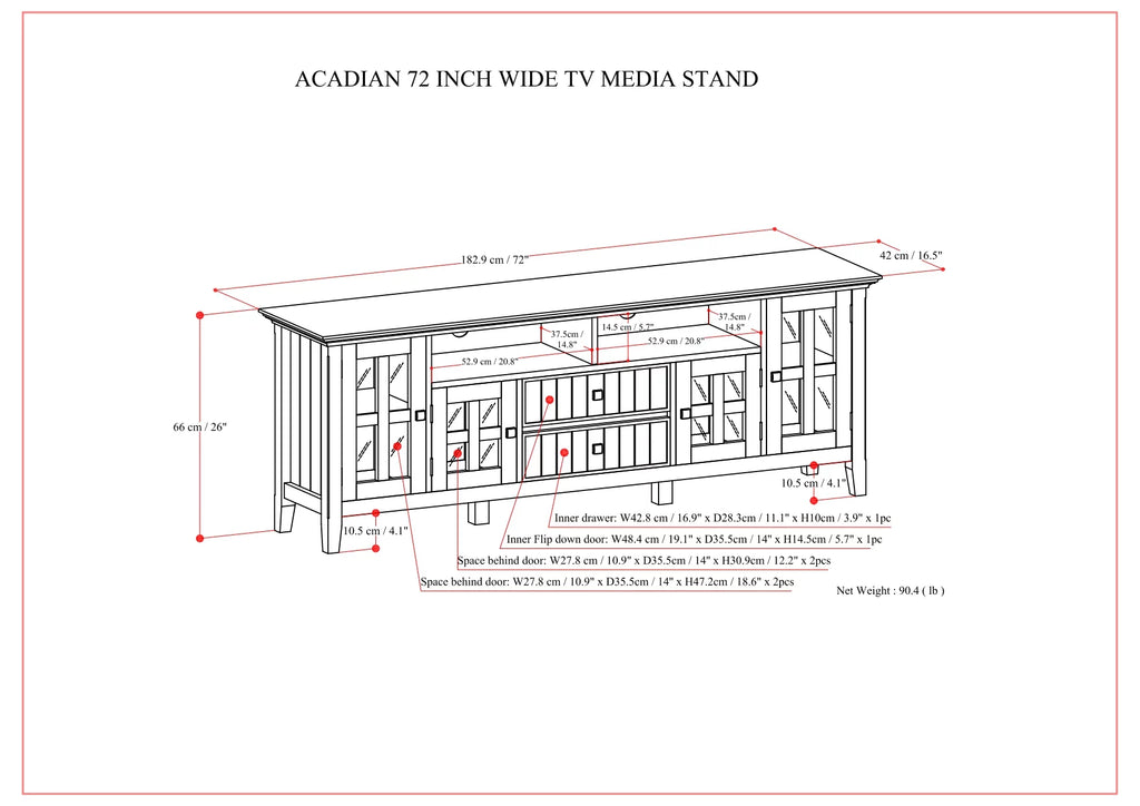 72 inch Wide Solid Wood TV Media Stand T31460