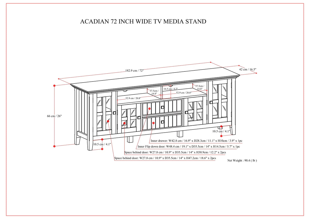72 inch Wide Solid Wood TV Media Stand T31460