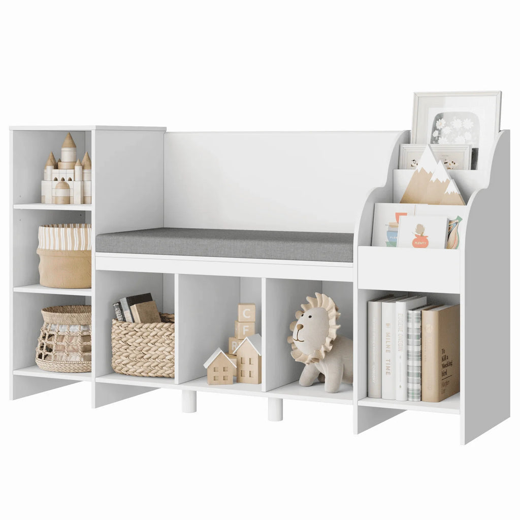 White Kids Bookshelf with Reading Nook X42829