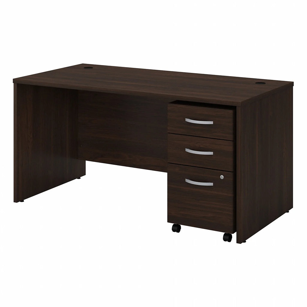 Black Walnut Engineered Wood Office Desk with Drawers M415689