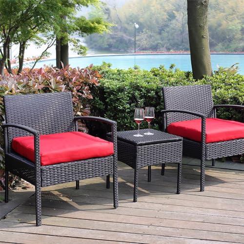 3 Piece Yellow Beige Wicker Bistro Set H204
