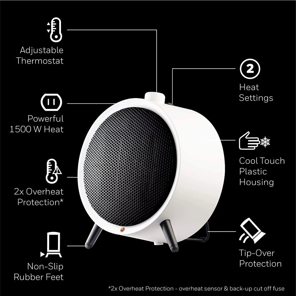 Ceramic White Portable Space Saving Heater E858