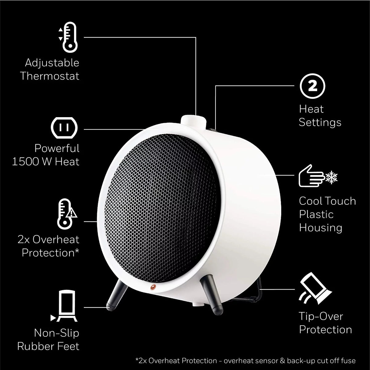 Ceramic White Portable Space Saving Heater E858