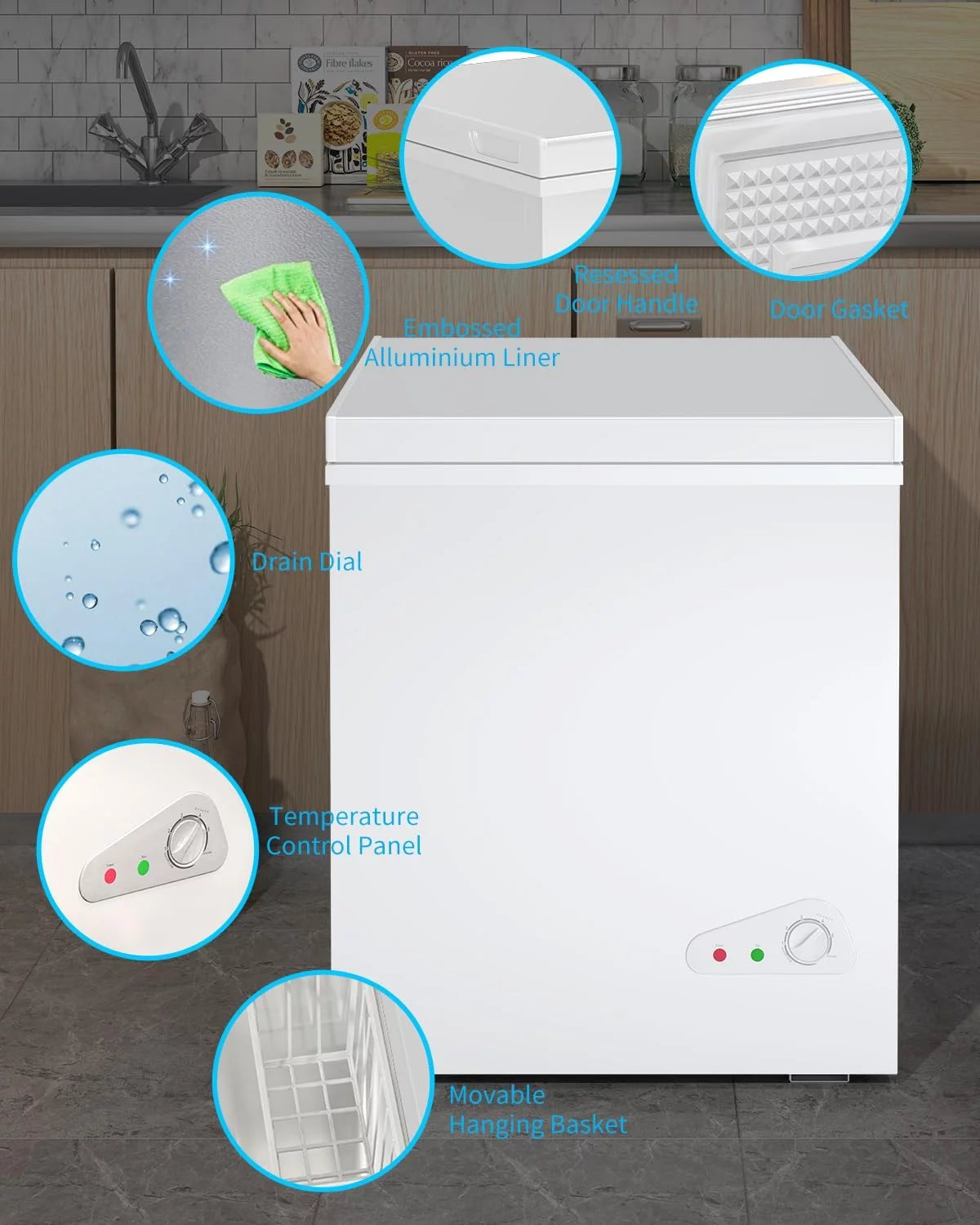 4.0 Cu ft Black Chest Freezer with Storage Basket B974732