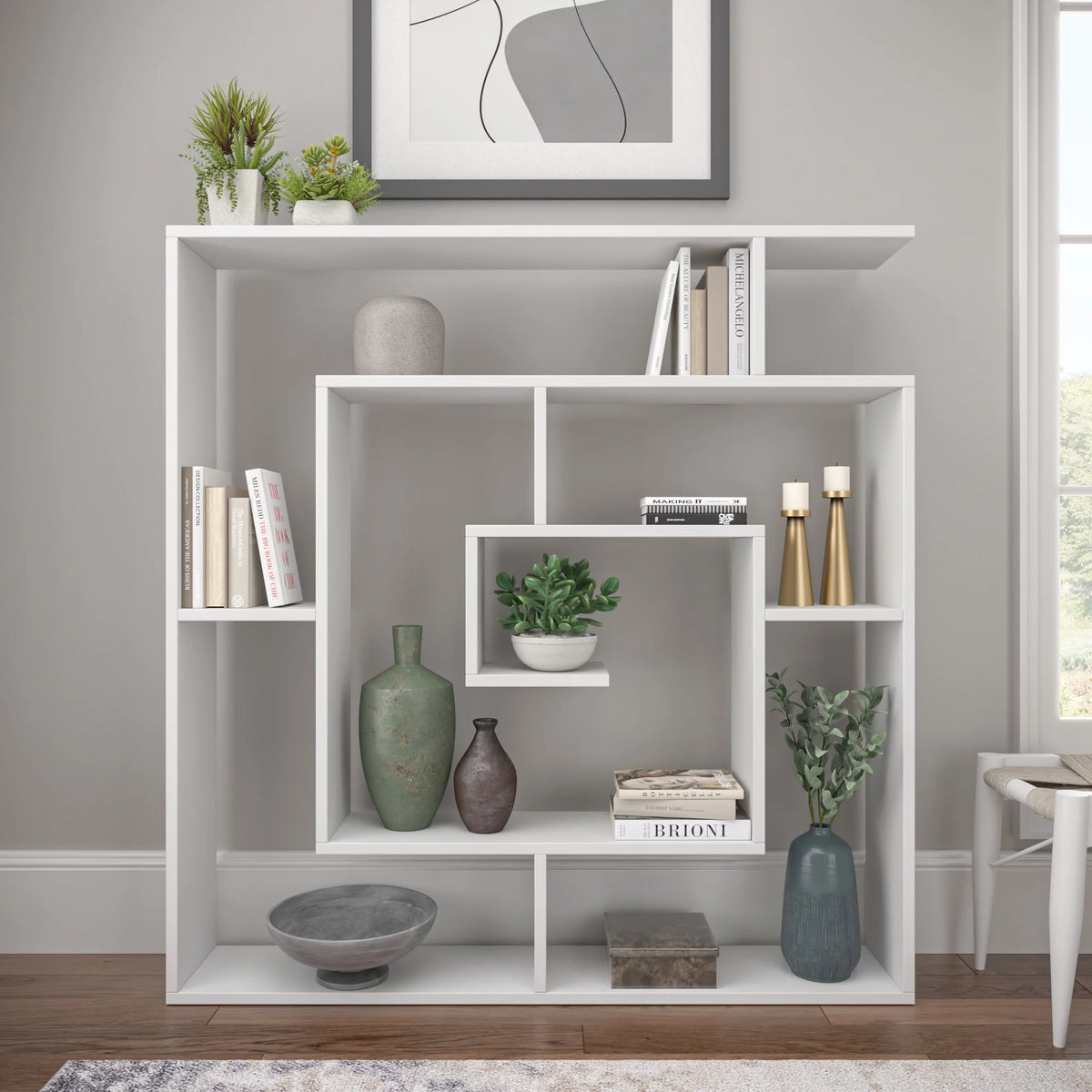 4 Tier White Modern Bookcase U150