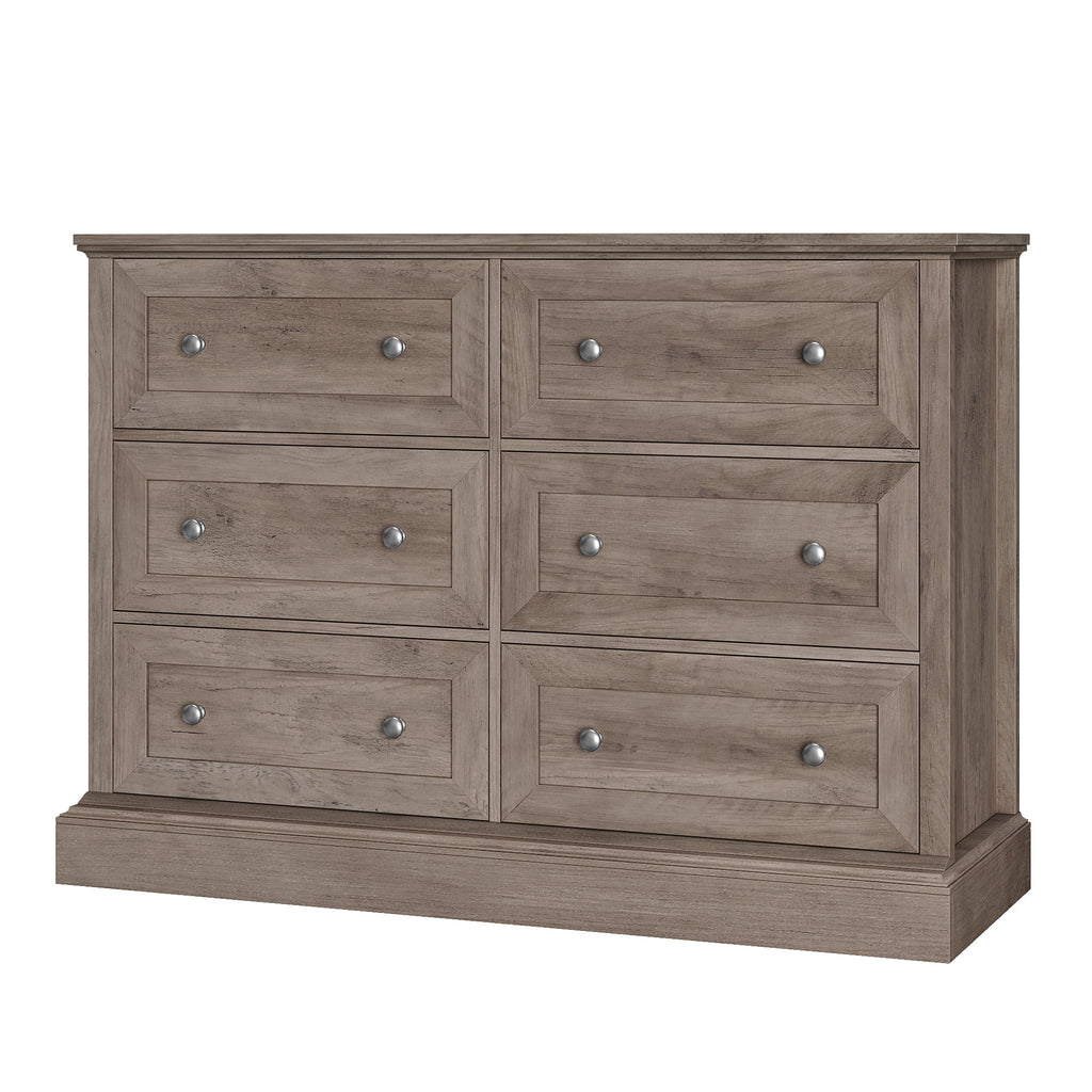 White 6 Drawer Double Dresser W355689