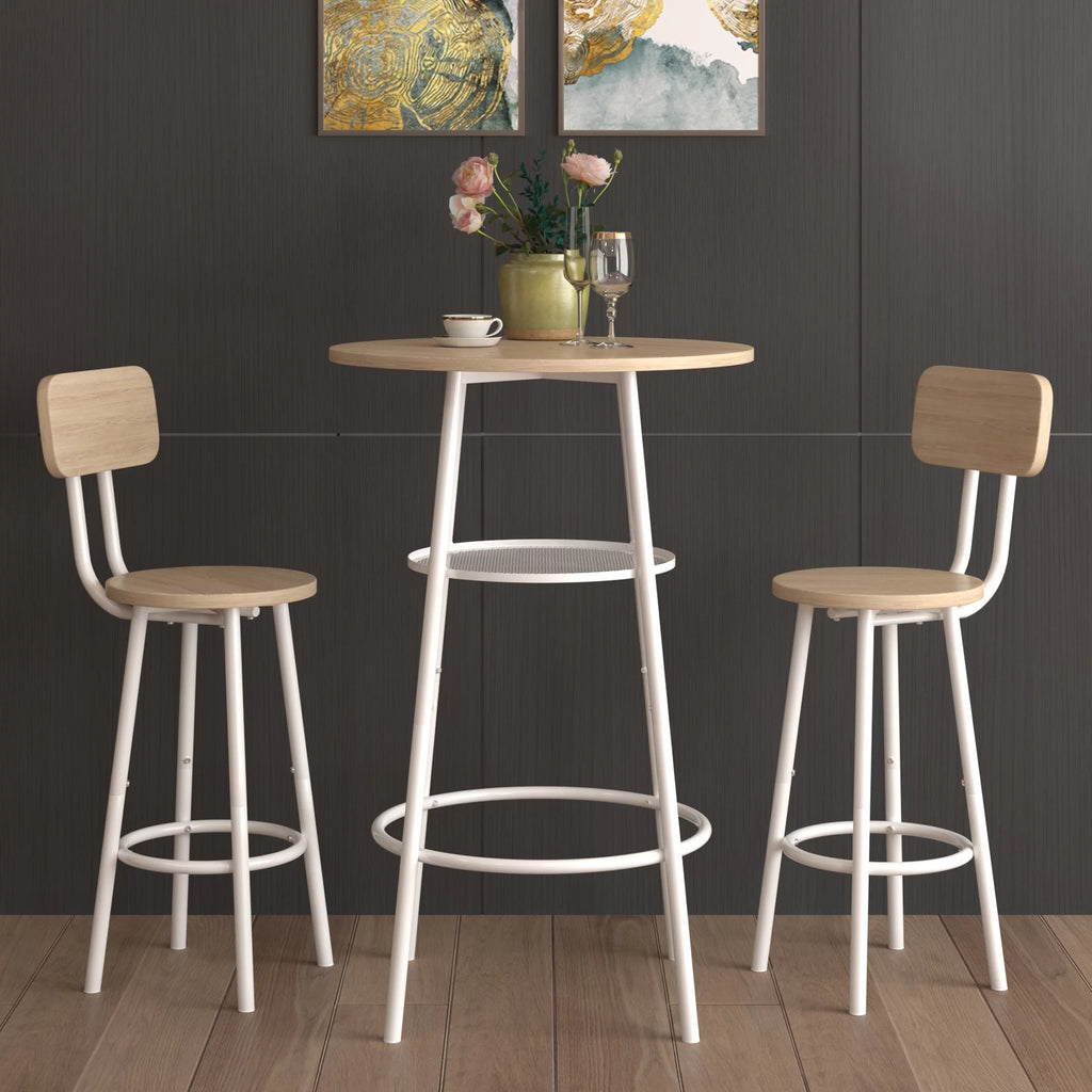 3-Piece Round Bar Table and Stools Set V3407