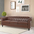 Brown 3 Seater Faux Leather Sofa U663935