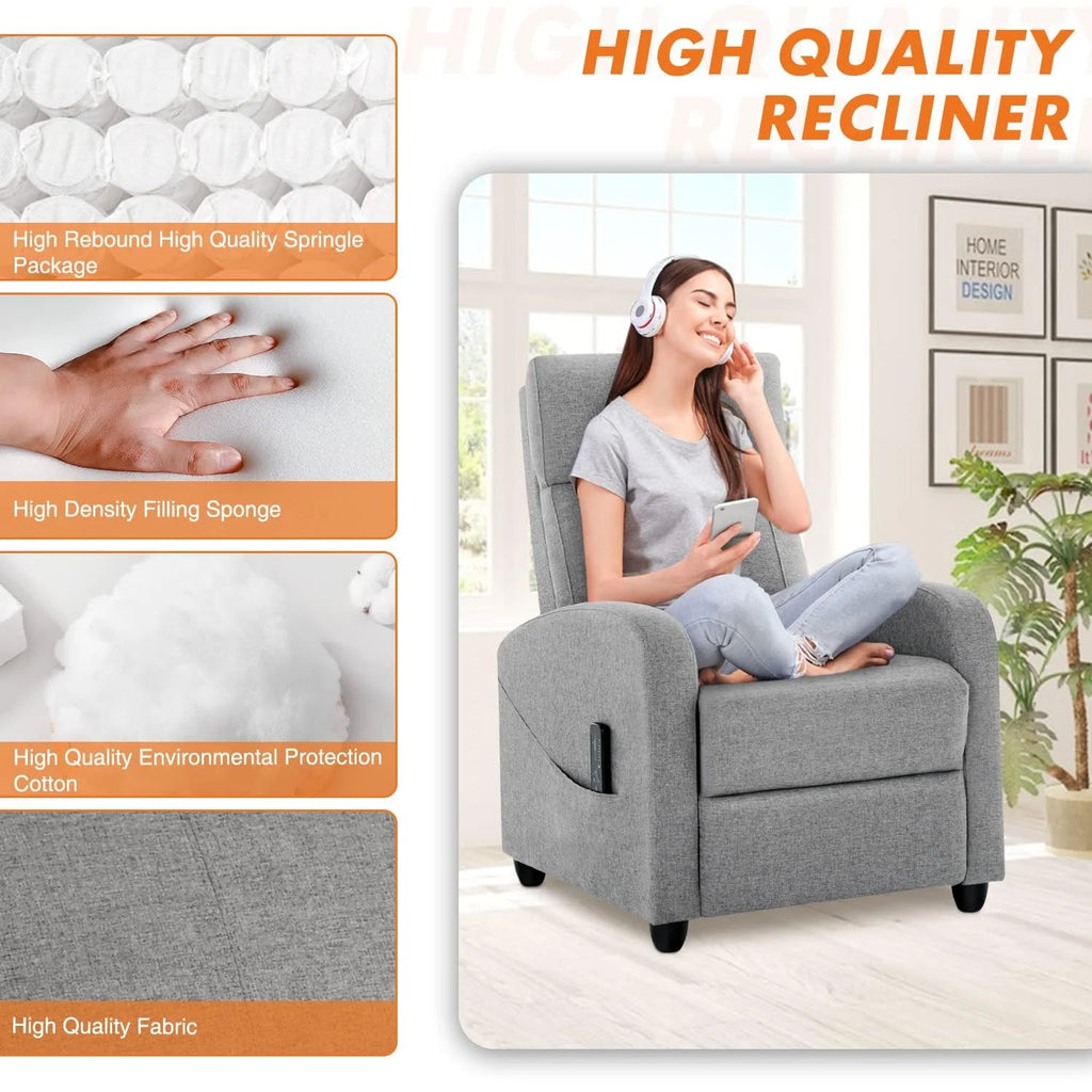 PU Leather Recliner Chair with Lumbar Support W42559