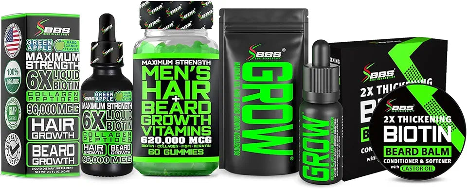 Biotin Beard Balm and Beard Growth Vitamins and Oil Kit P238705
