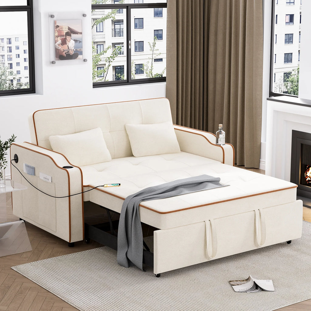 3 in 1 Convertible Sleeper Sofa Couch with Pullout Bed D7625