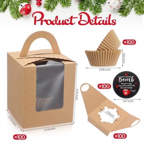100 Set Christmas Cupcake Boxes with Window L1528
