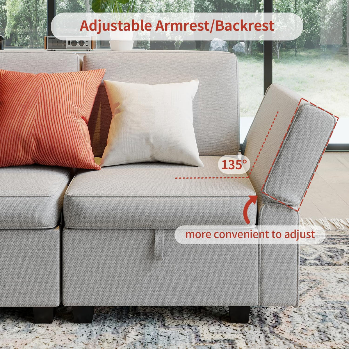 Grey U Shaped 6 Seats Modular Sectional Sofa P626573