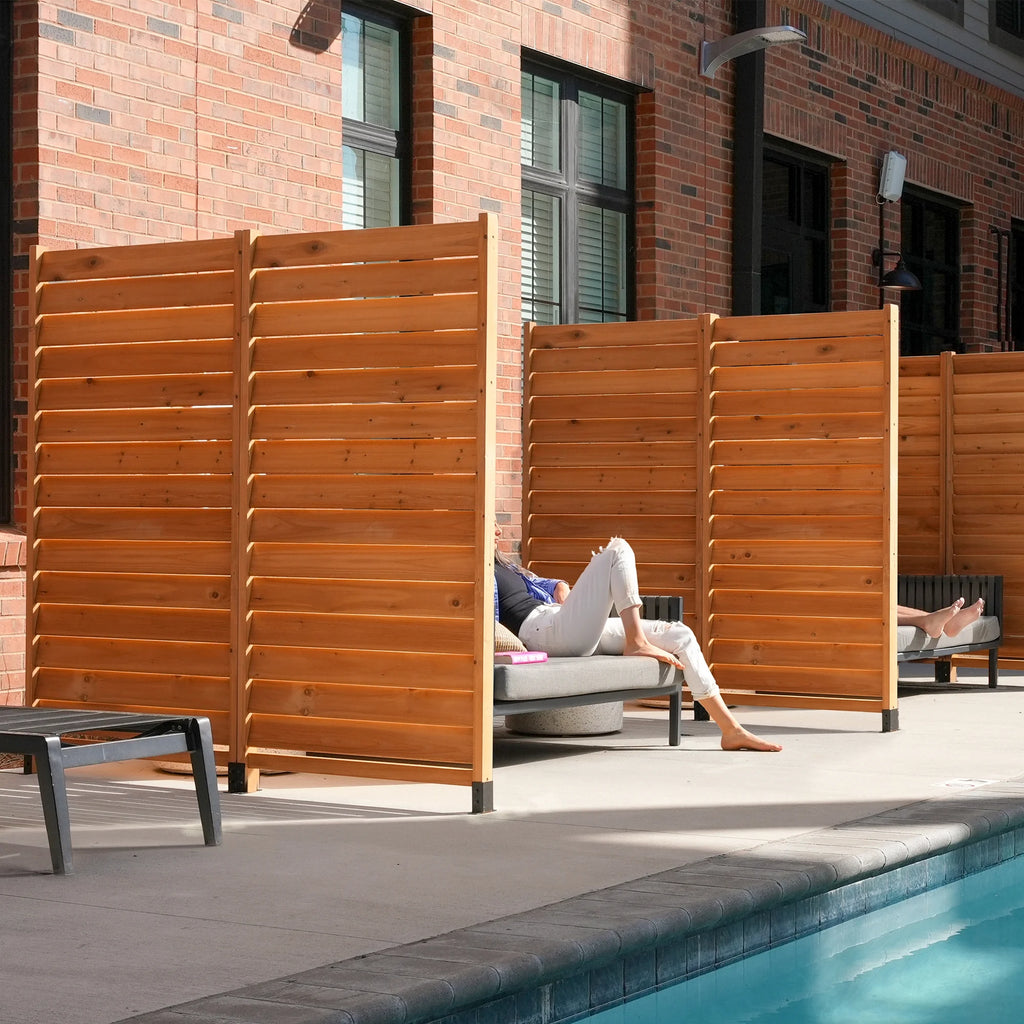 Freestanding or Surface Mounted Louvered Wood Privacy Screen Kit Z2497