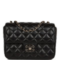 Black Lambskin Mini Flap Bag J16008