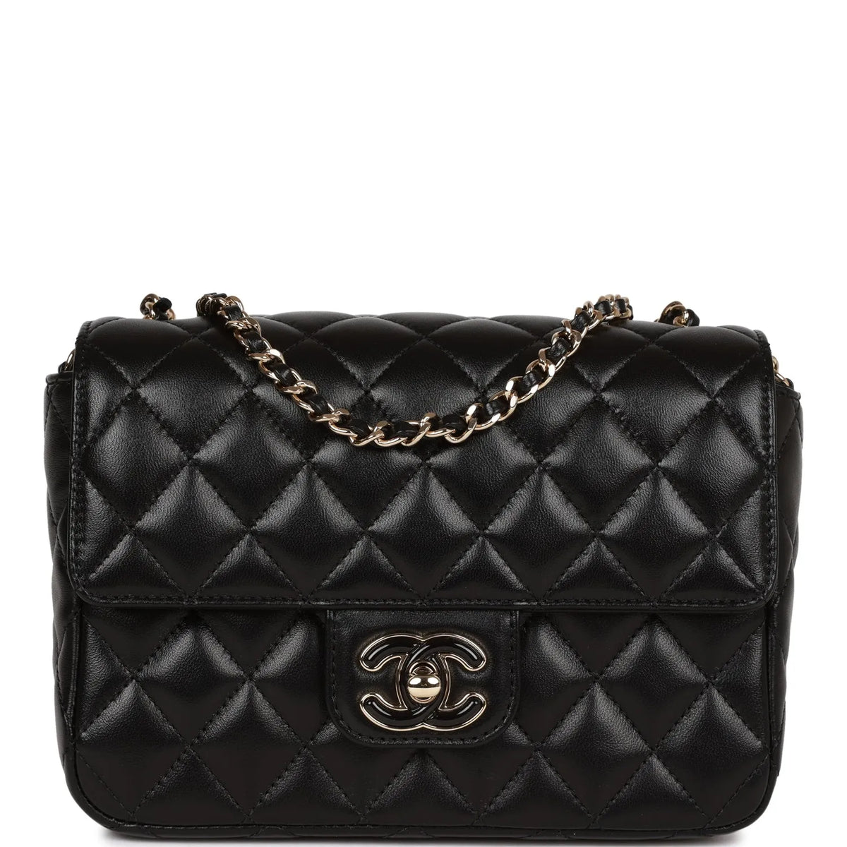 Black Lambskin Mini Flap Bag J16008