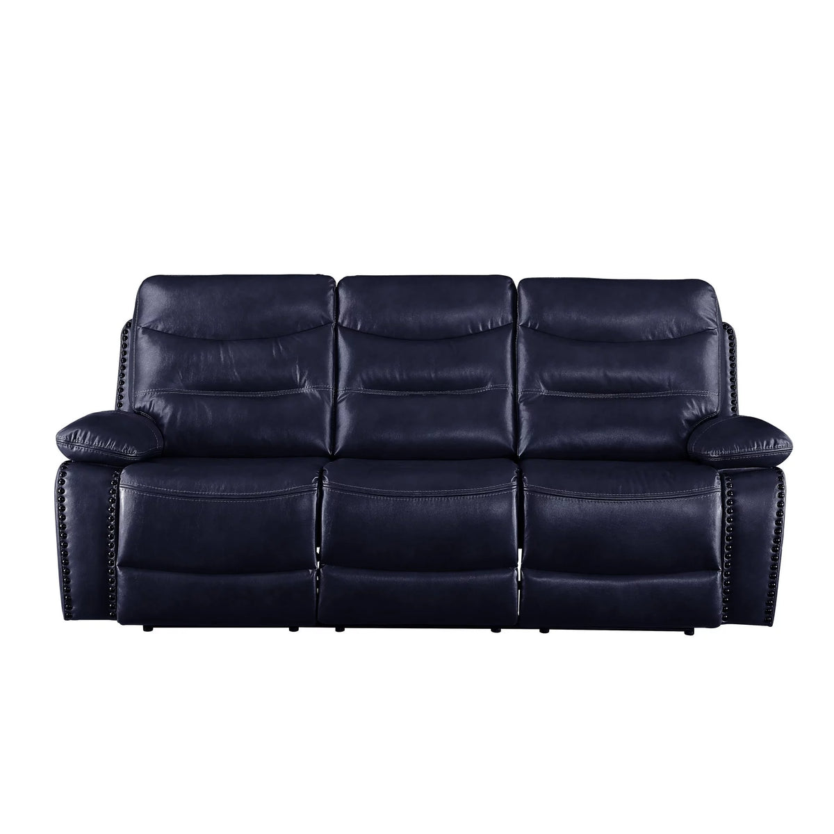Navy Blue Leatherette Tufted Motion Sofa B623