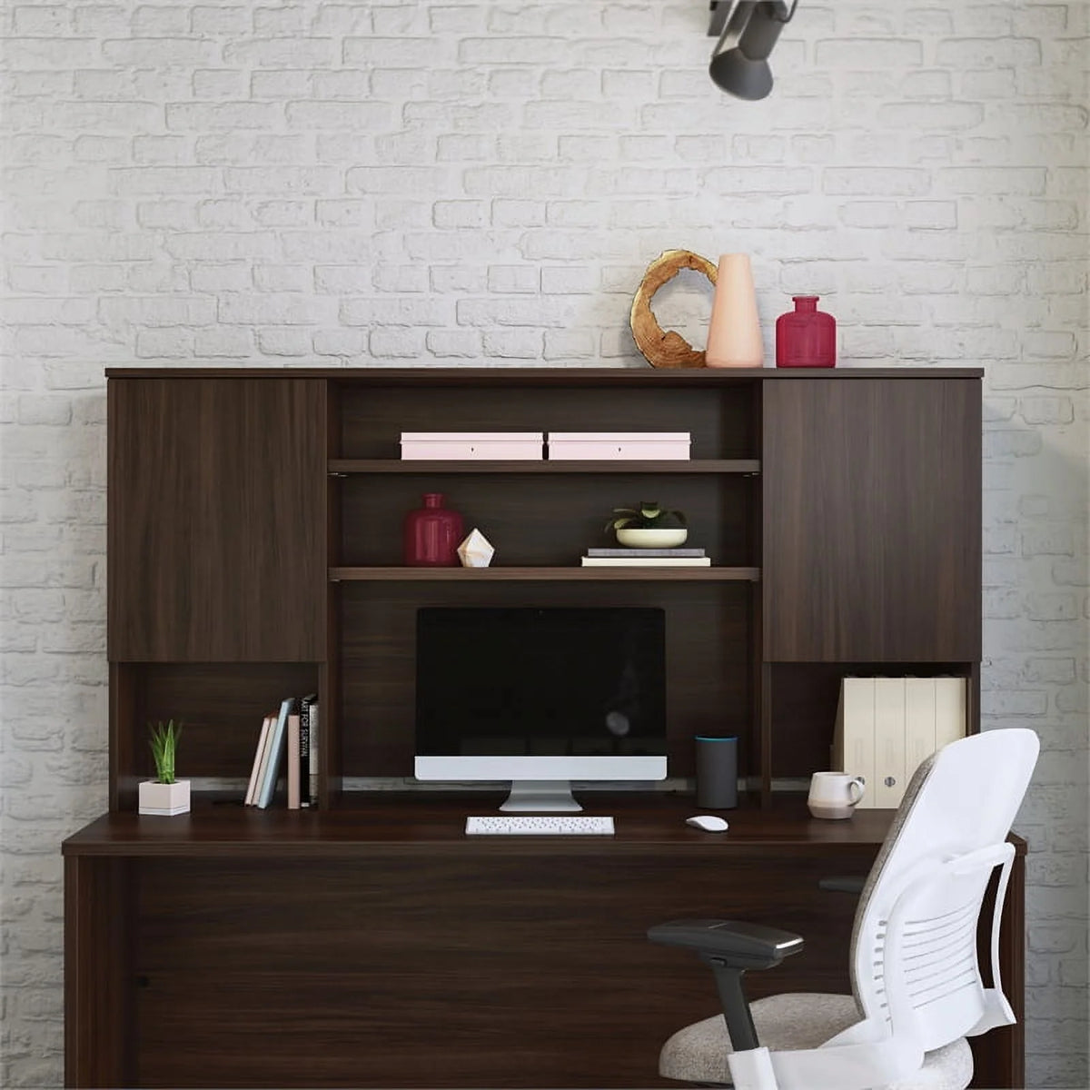 Engineered Wood Desk with Hutch E8248