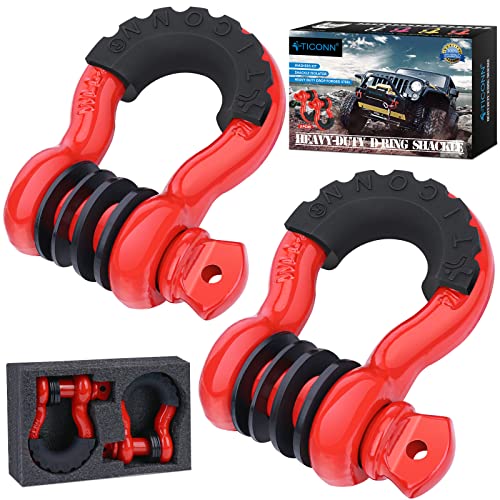 2 Pack D Ring Shackle with 7/8" Screw Pin Heavy Duty Isolator & Washers X755