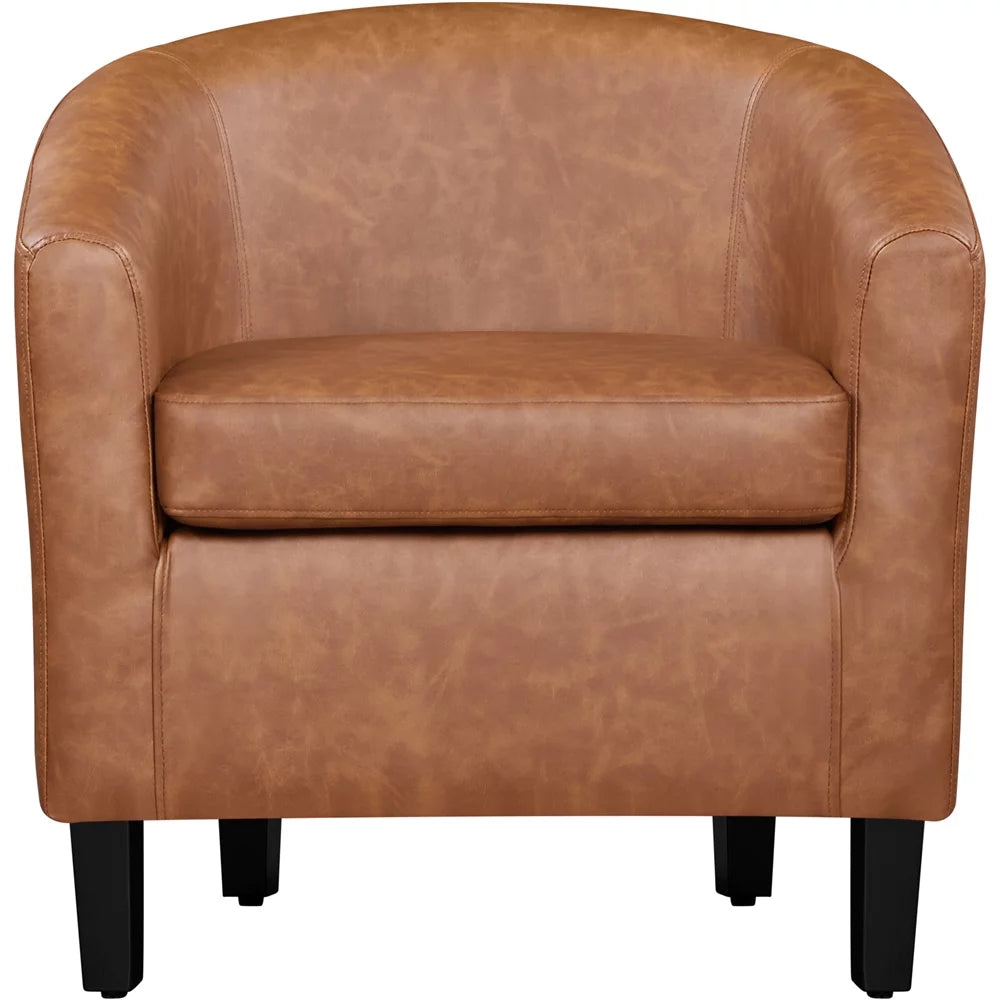 Faux Leather Barrel Accent Chair Set of 2 Brown O757139