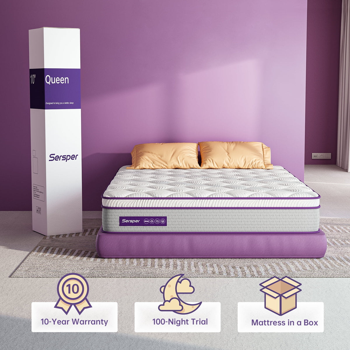 Queen Size 10 inch Memory Foam Hybrid Mattress S84651