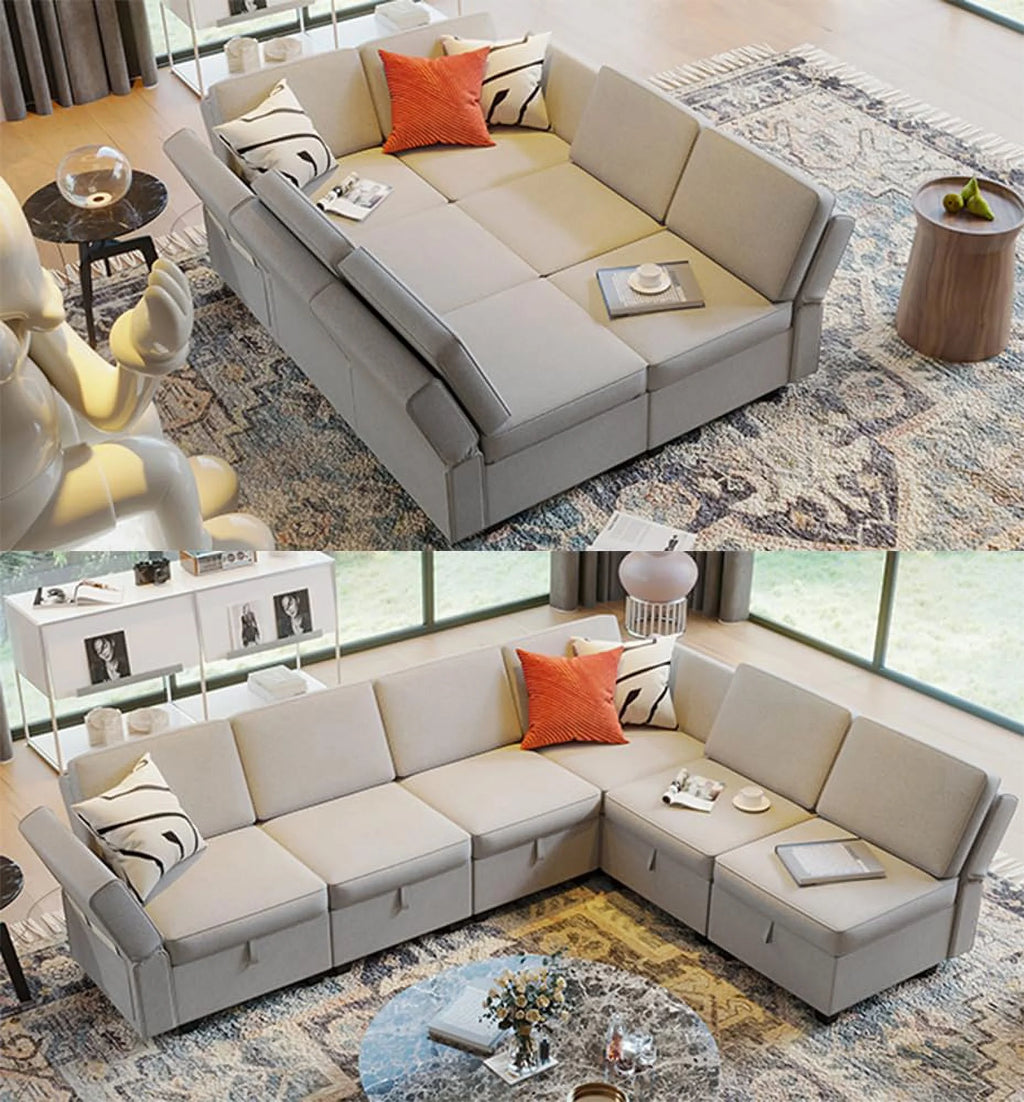Grey U Shaped 6 Seats Modular Sectional Sofa P626573