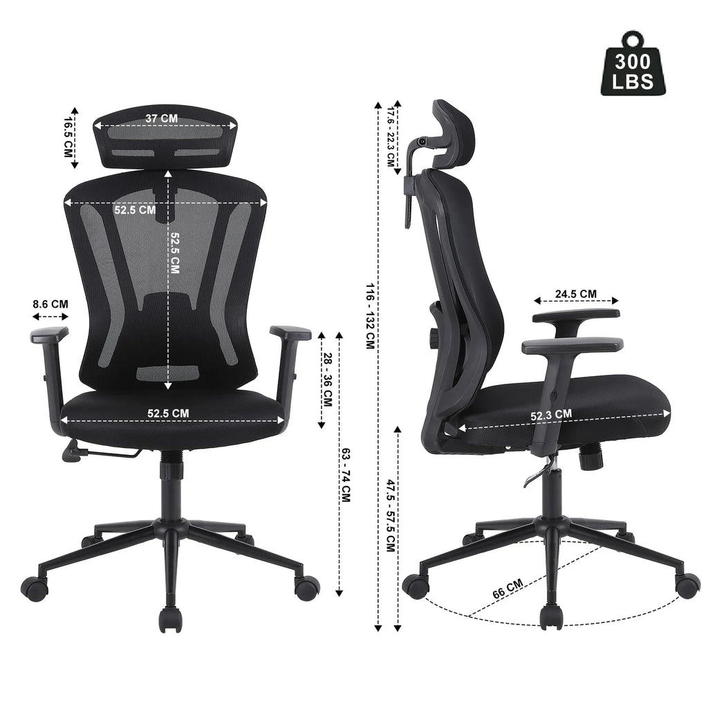Black Mesh Ergonomic High Back Office Chair with Lumbar Support K478970