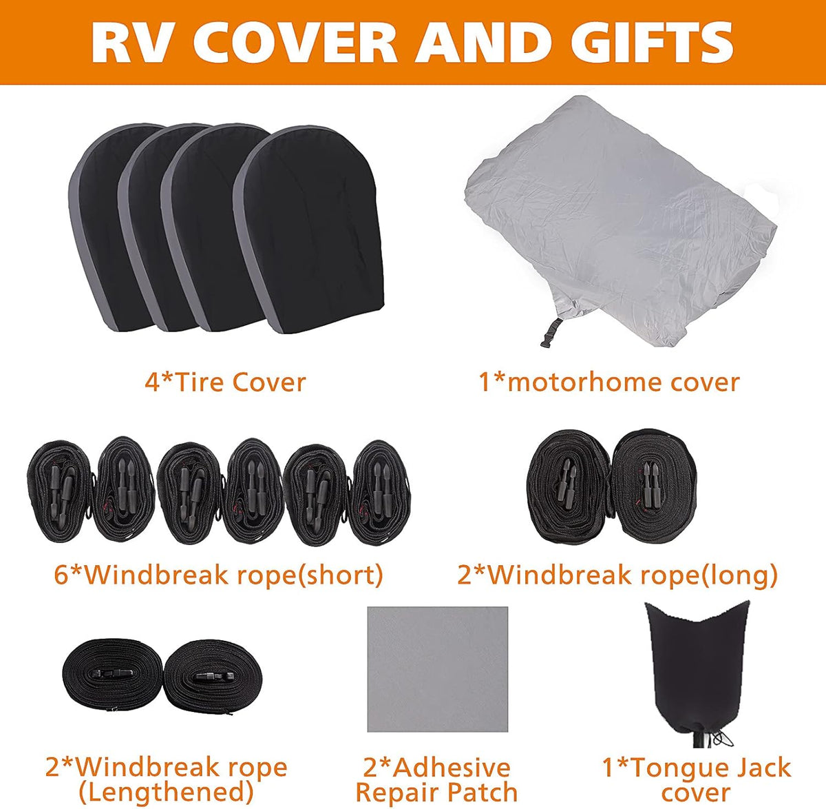34'1 - 37' Breathable Waterproof RV Cover with Tire Covers G317