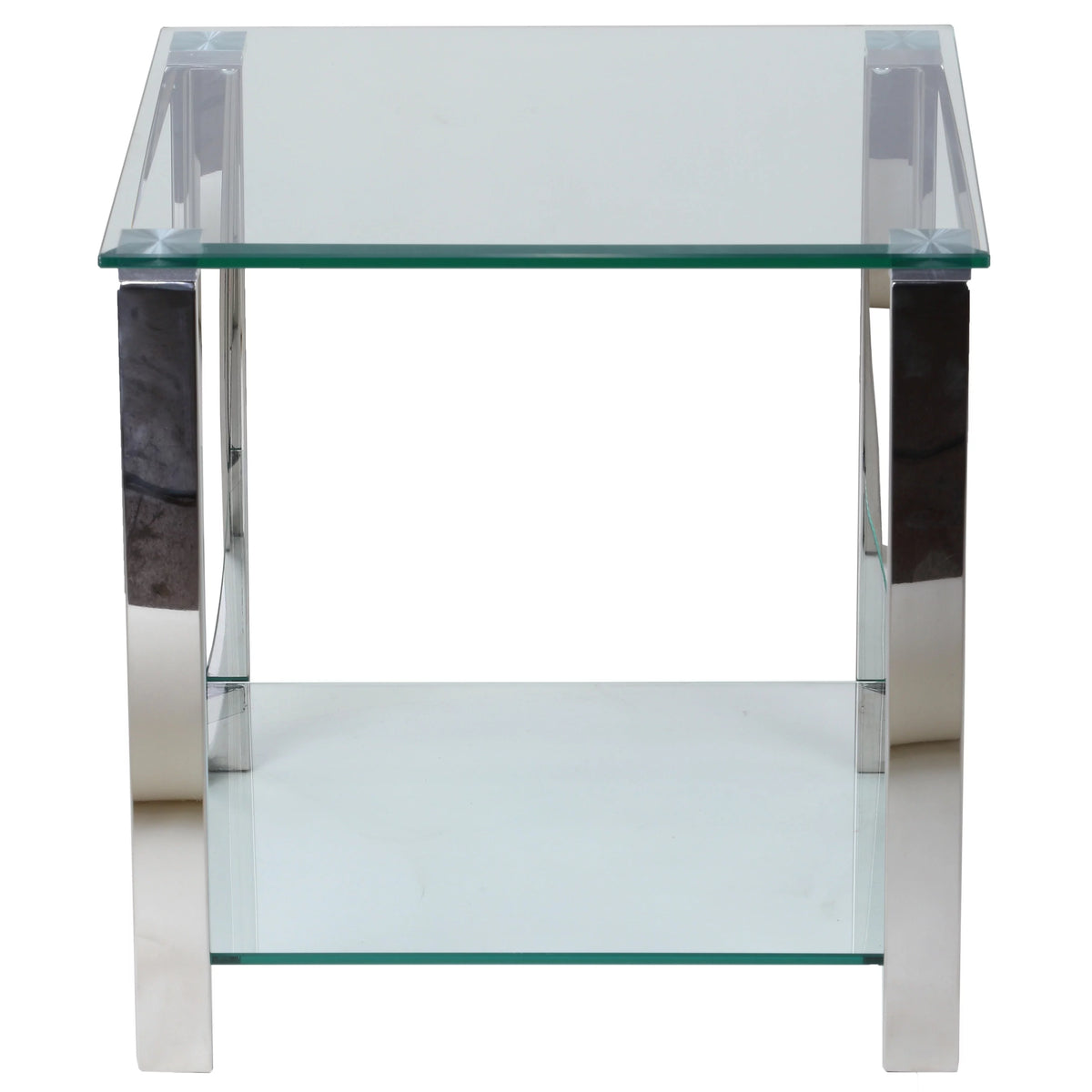 Glass Stainless Steel End Table P51296