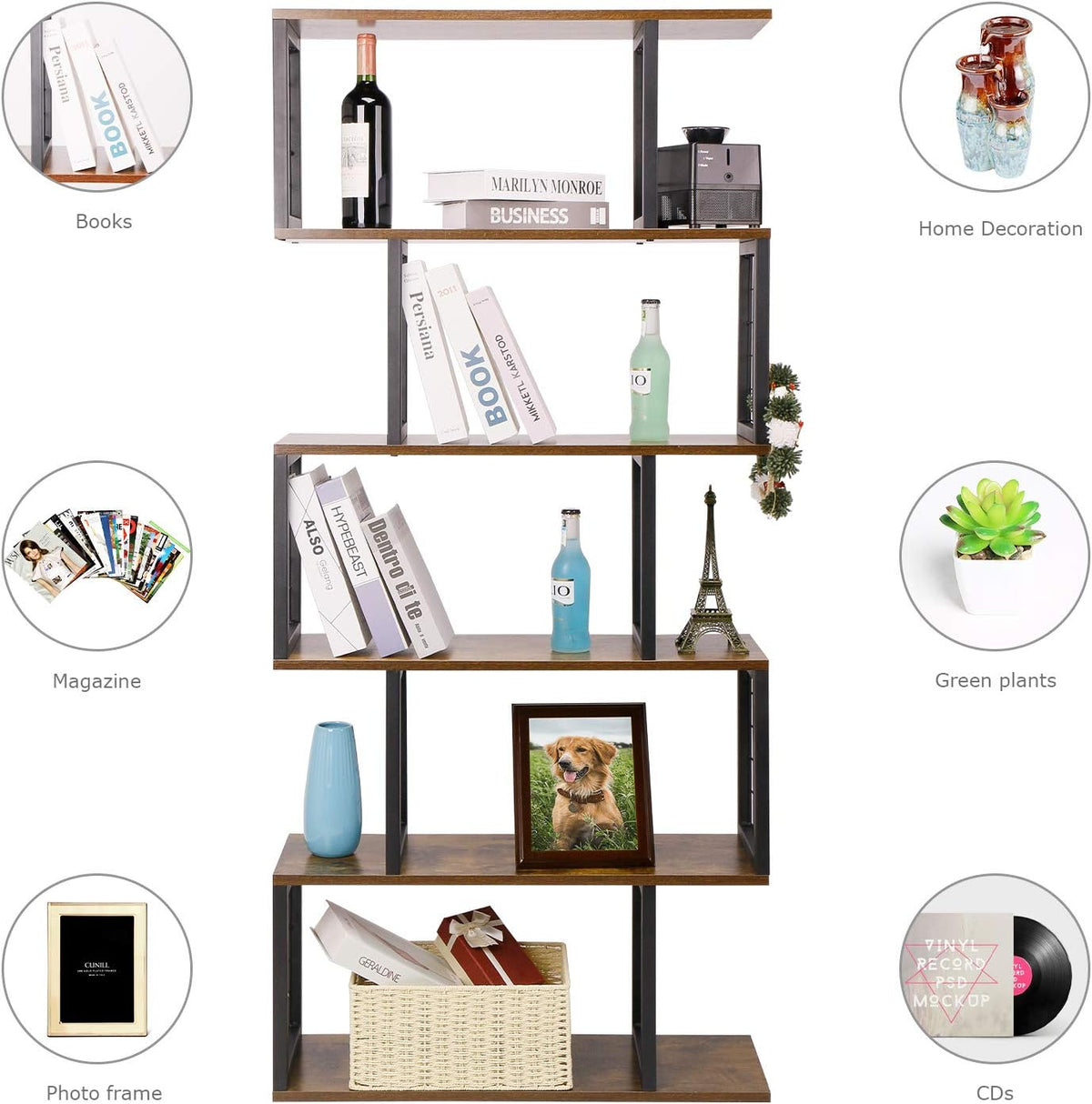 5-Tier S-Shaped Bookshelf V184296