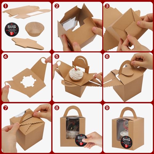 100 Set Christmas Cupcake Boxes with Window L1528