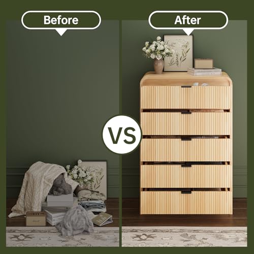 Natural Oak 5 Drawer Wood Dresser U507