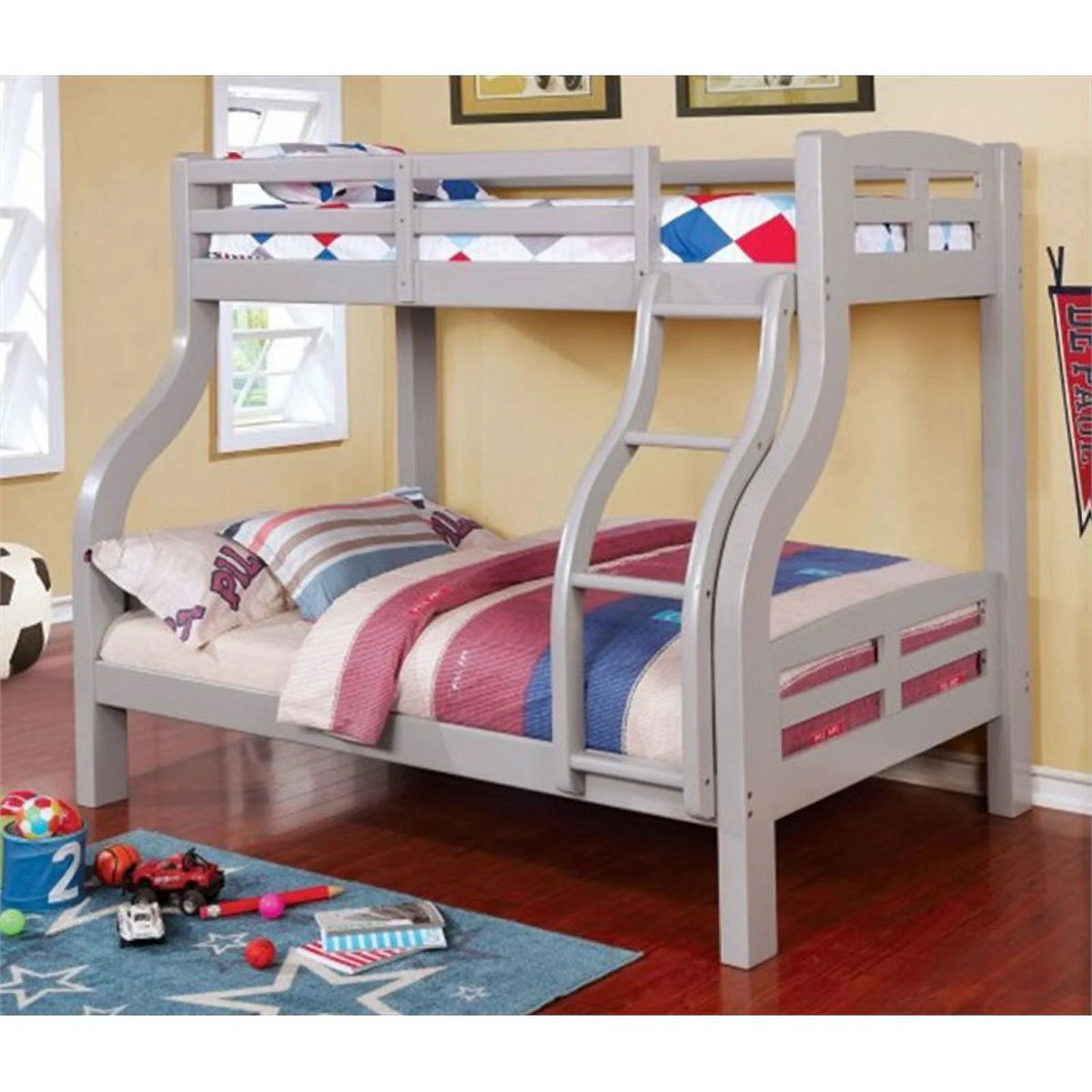 Gray Wood Twin over Full Bunk Bed Z2600