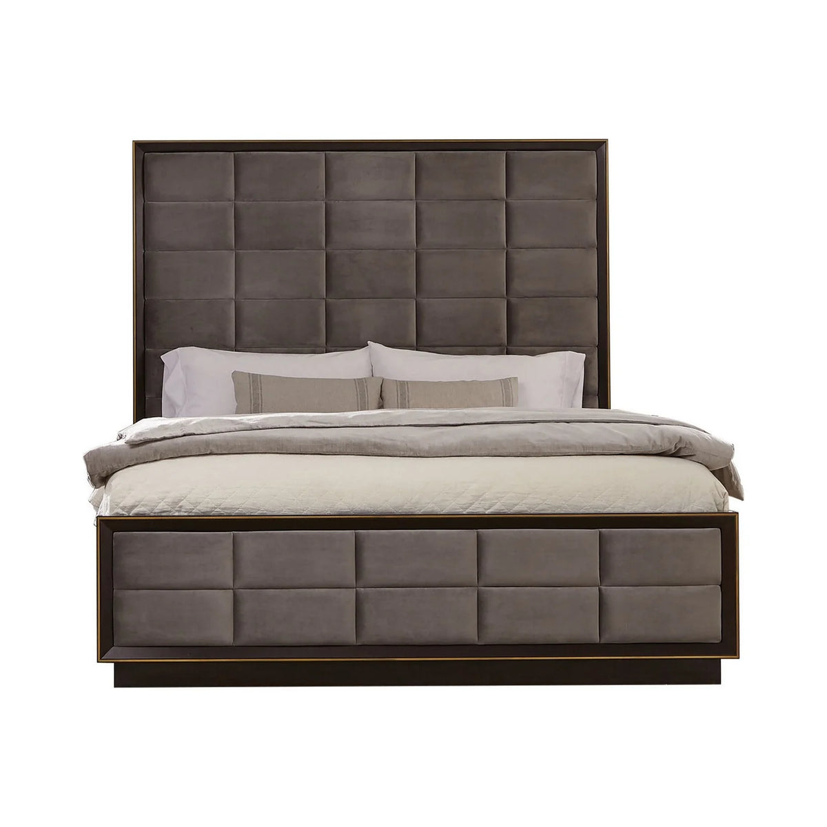 Tufted Gray Upholstery California King Size Bed S759
