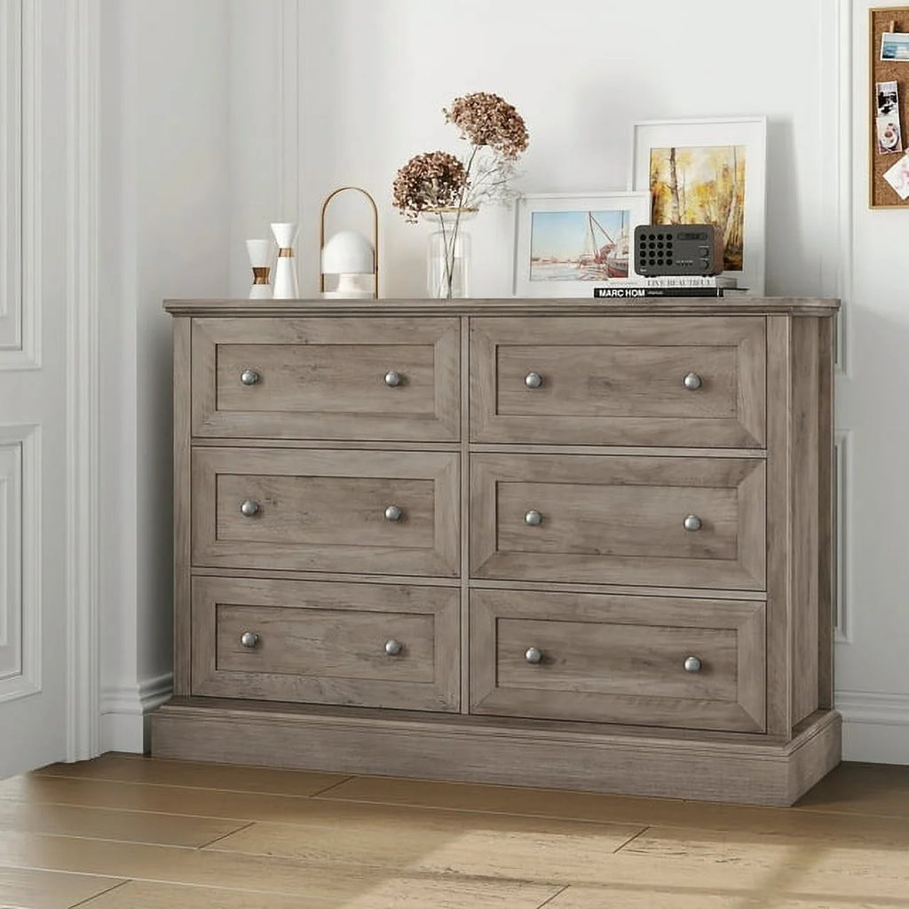 White 6 Drawer Double Dresser W355689
