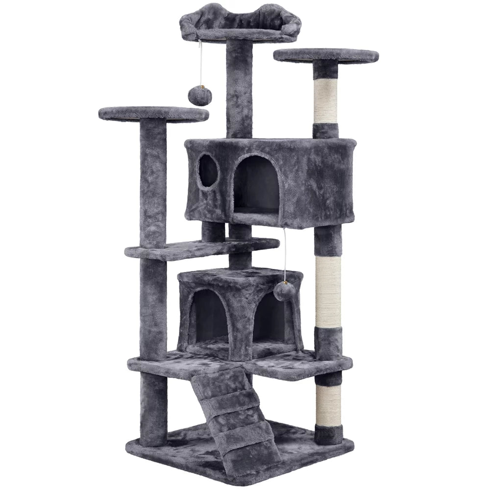 Dark Gray Cat Tree Condo with Scratching Post Tower V144128