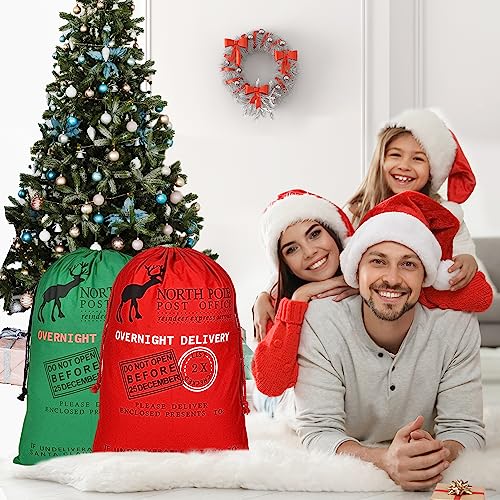 6 Packs Large Cotton Canvas Christmas Bag With Drawstrings C4132