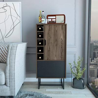 Walnut Black Bar Cabinet W5991