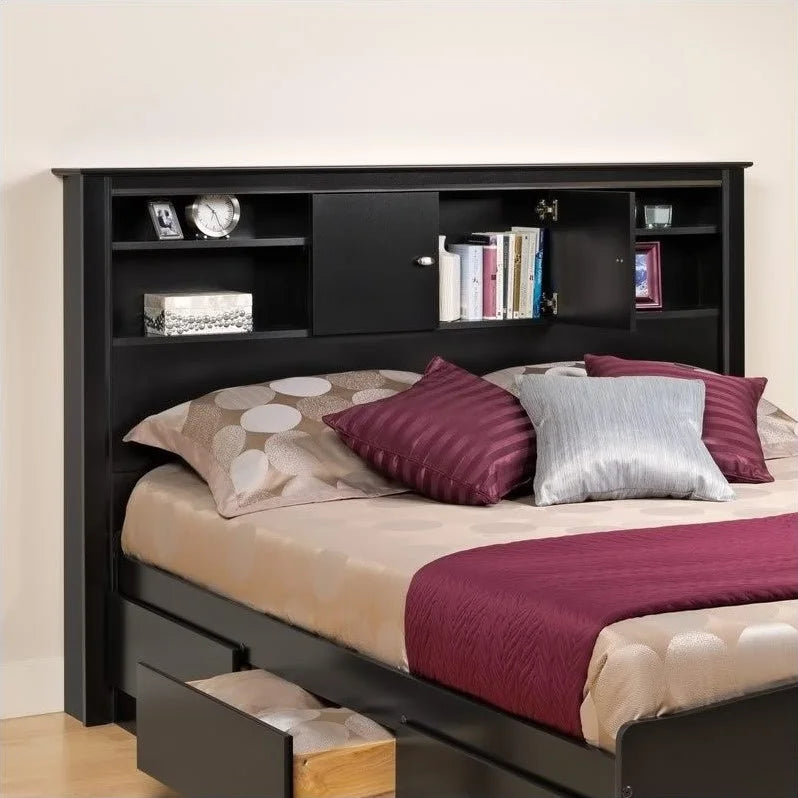 Black Wood Full / Queen Bookcase Headboard Z976186