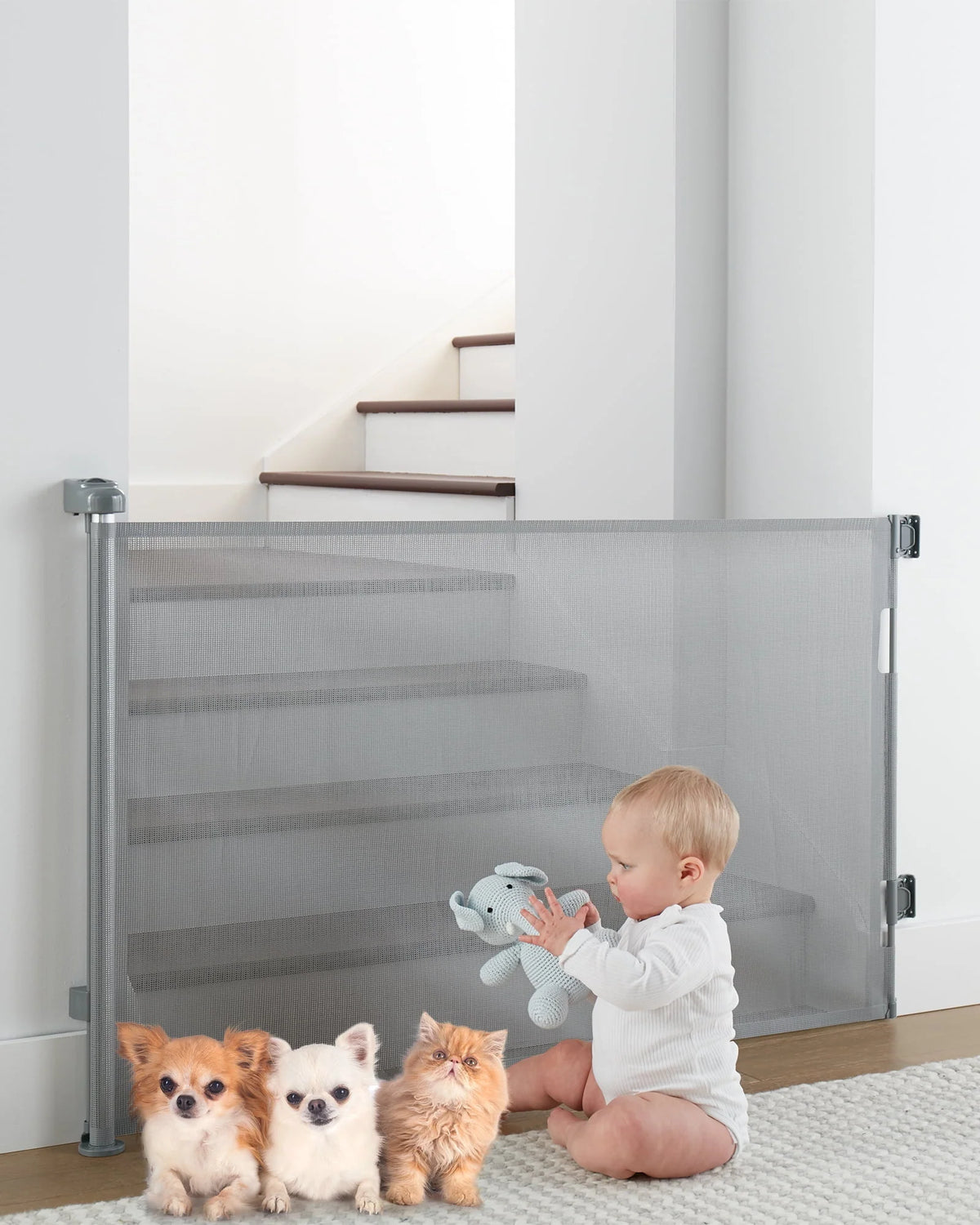 Black Retractable Mesh Pet Safety Gate T88012