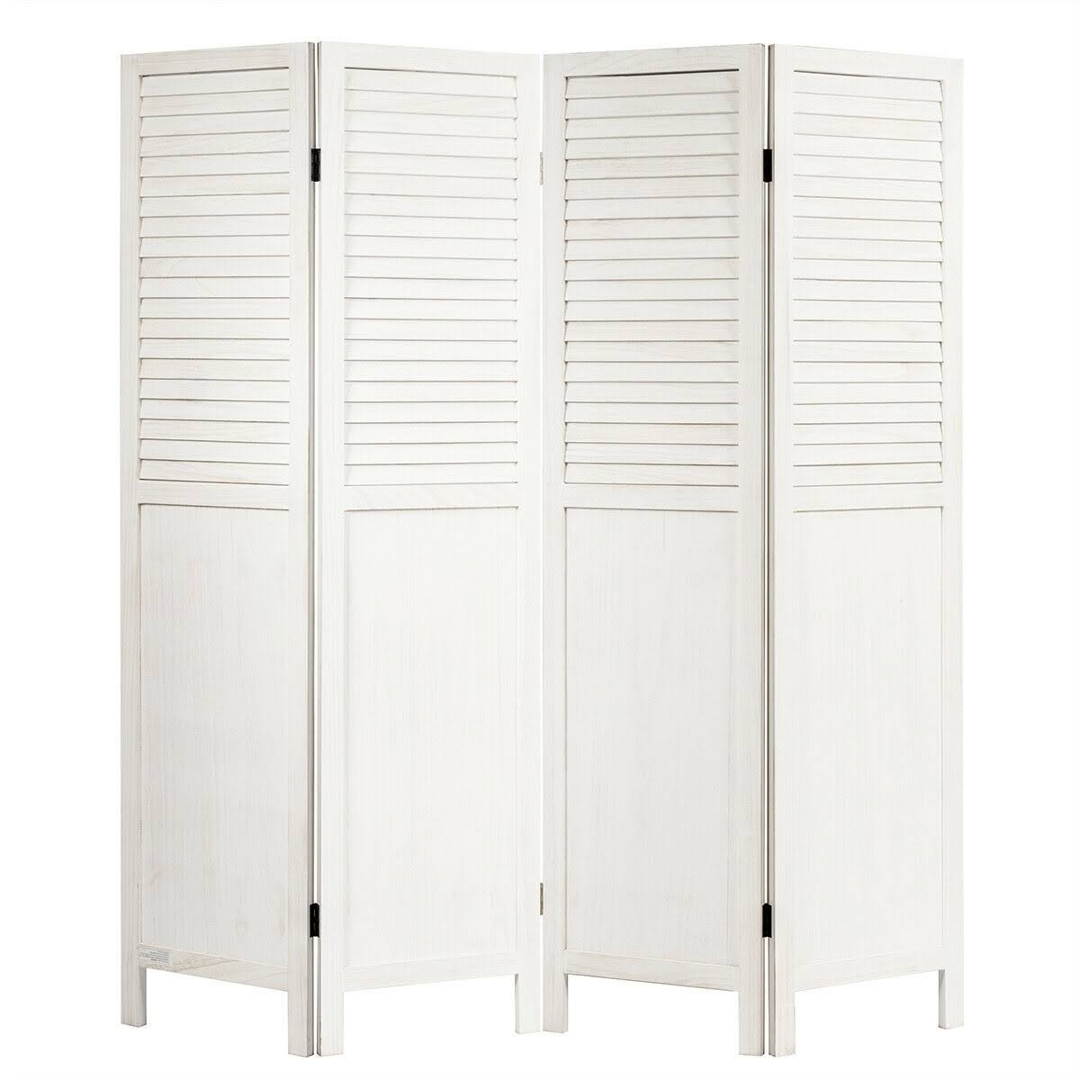 4 Panel Folding Privacy Room Divider White Q874